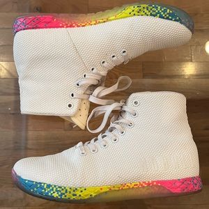 NoBull HighTop Neon Glitch Trainer (White/Rainbow)